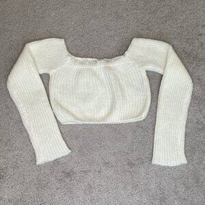 Knit long sleeve crop top